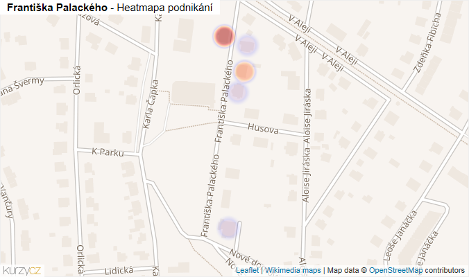 Mapa Františka Palackého - Firmy v ulici.