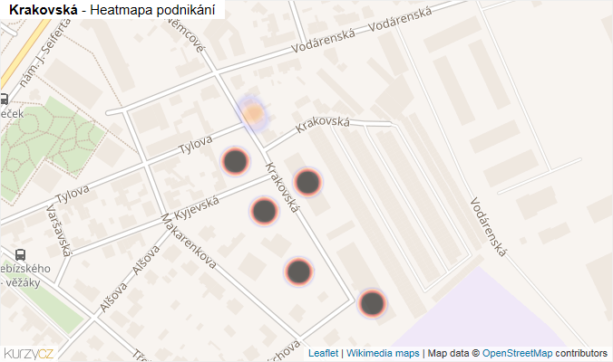 Mapa Krakovská - Firmy v ulici.