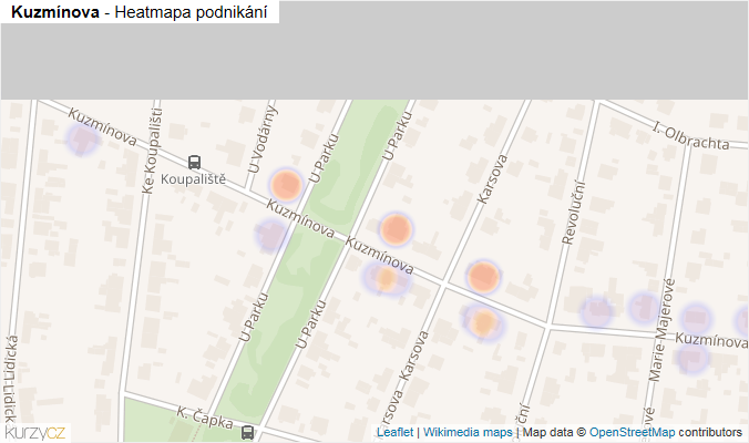 Mapa Kuzmínova - Firmy v ulici.