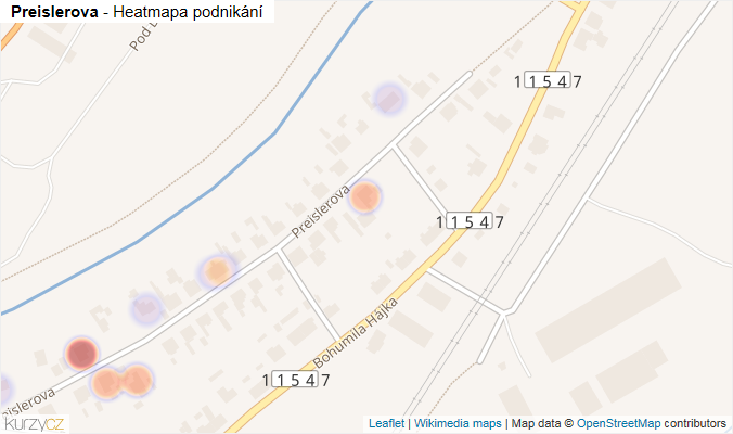 Mapa Preislerova - Firmy v ulici.