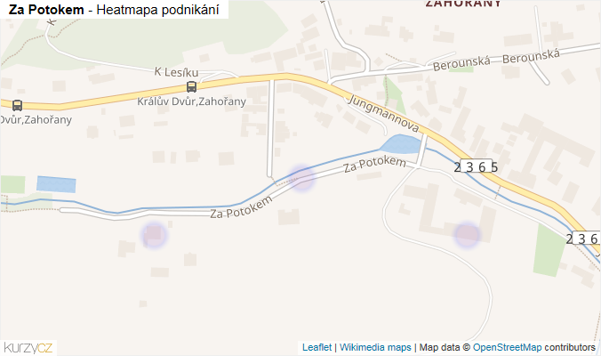 Mapa Za Potokem - Firmy v ulici.