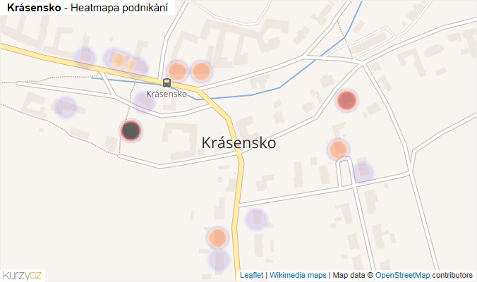 Mapa Krásensko - Firmy v části obce.