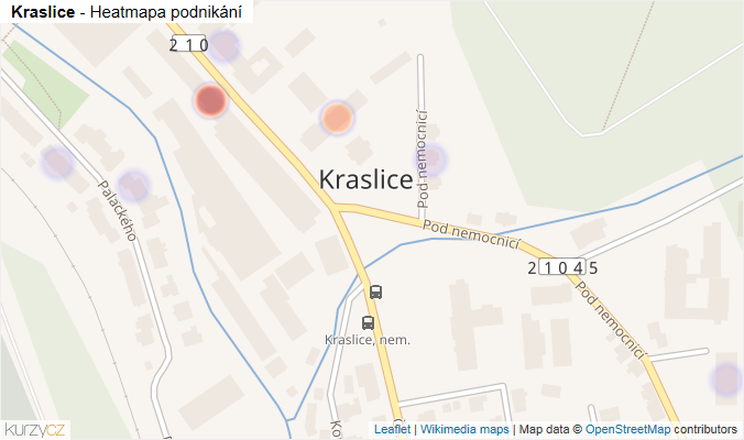 Mapa Kraslice - Firmy v části obce.