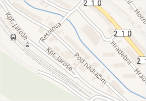 Pod nádražím v obci Kraslice - mapa ulice