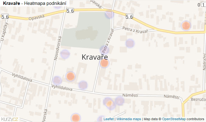 Mapa Kravaře - Firmy v části obce.