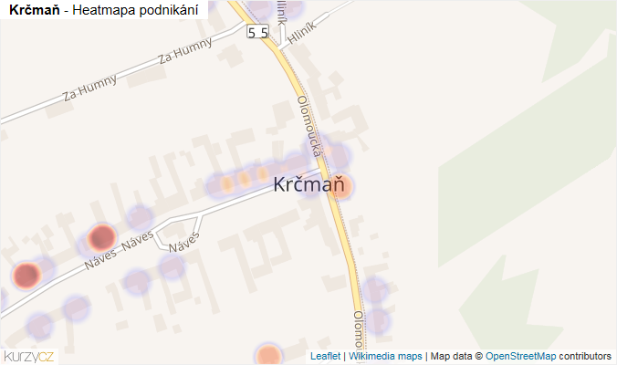 Mapa Krčmaň - Firmy v části obce.