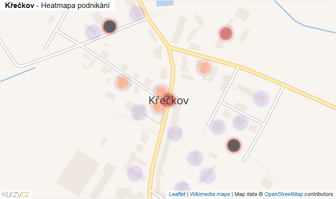 Mapa Křečkov - Firmy v části obce.