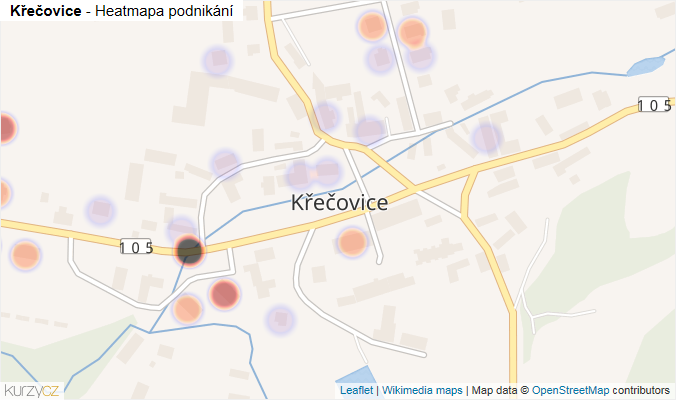 Mapa Křečovice - Firmy v části obce.