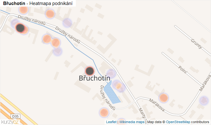 Mapa Břuchotín - Firmy v části obce.