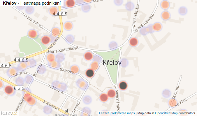 Mapa Křelov - Firmy v části obce.