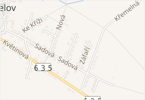 Meruňková v obci Křelov-Břuchotín - mapa ulice