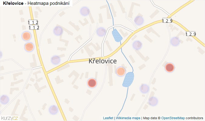 Mapa Křelovice - Firmy v části obce.