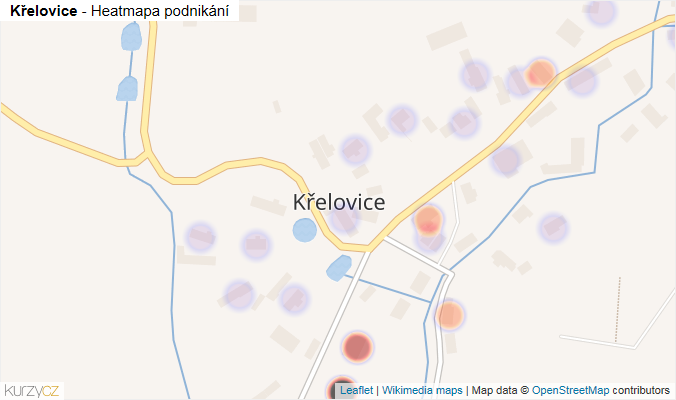 Mapa Křelovice - Firmy v části obce.