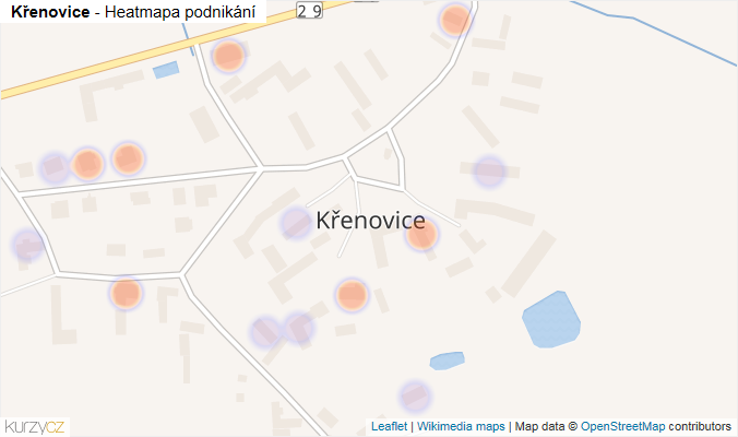 Mapa Křenovice - Firmy v části obce.