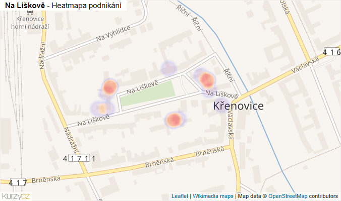 Mapa Na Liškově - Firmy v ulici.