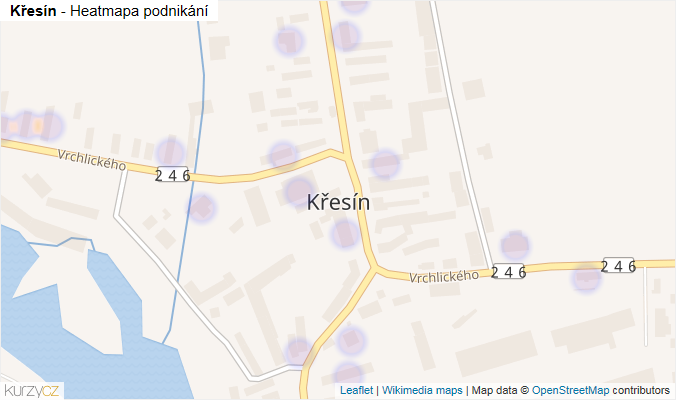 Mapa Křesín - Firmy v části obce.