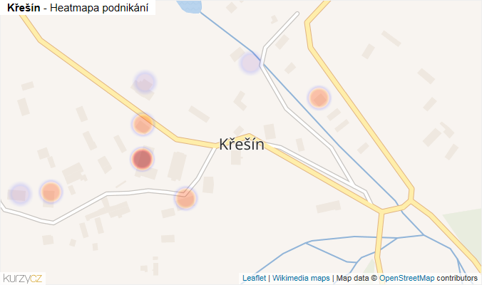 Mapa Křešín - Firmy v části obce.