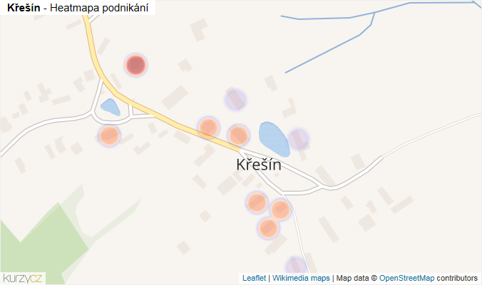 Mapa Křešín - Firmy v části obce.