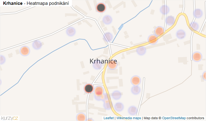 Mapa Krhanice - Firmy v části obce.