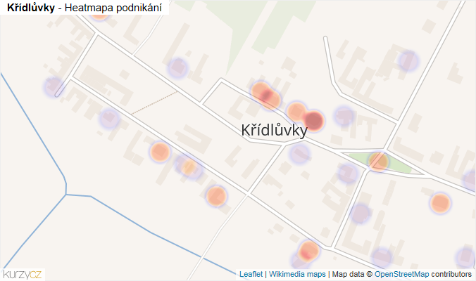 Mapa Křídlůvky - Firmy v části obce.