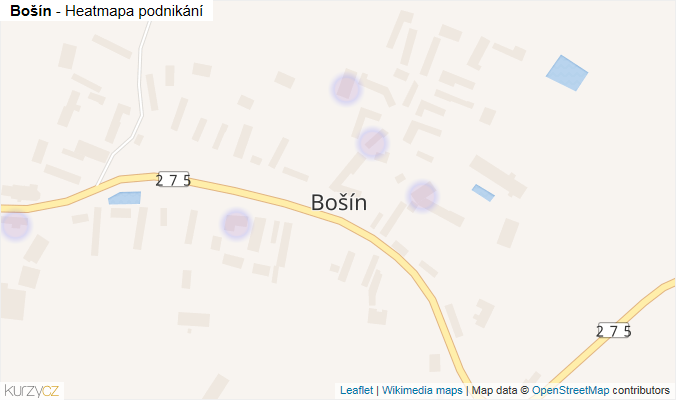 Mapa Bošín - Firmy v části obce.