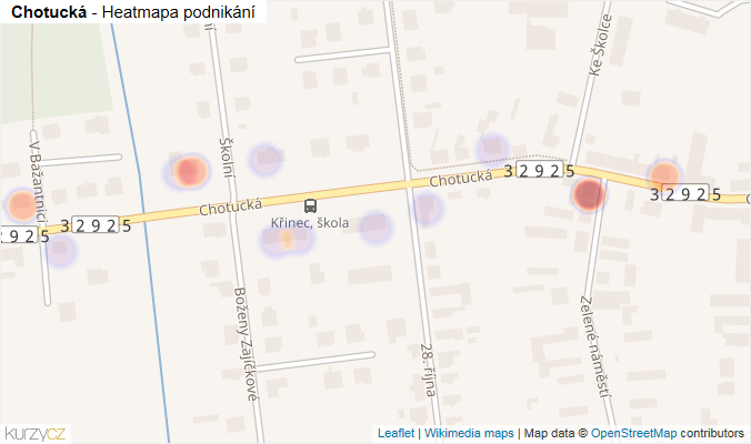 Mapa Chotucká - Firmy v ulici.