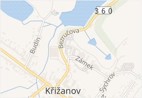 Zámek v obci Křižanov - mapa ulice
