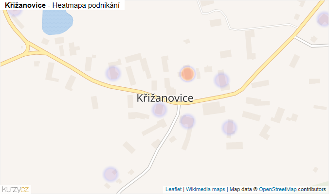 Mapa Křižanovice - Firmy v části obce.