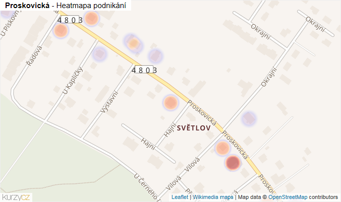 Mapa Proskovická - Firmy v ulici.