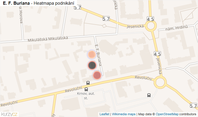 Mapa E. F. Buriana - Firmy v ulici.