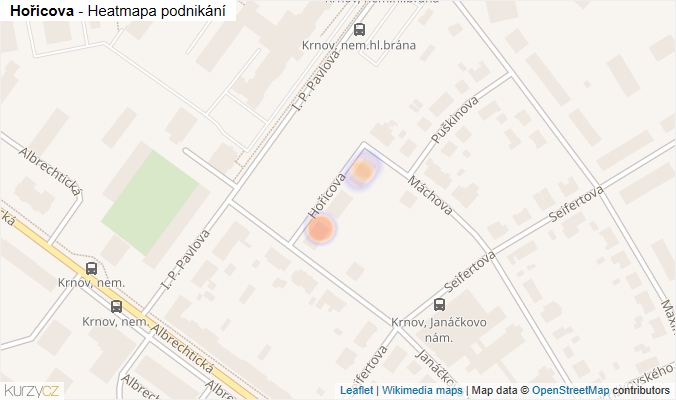 Mapa Hořicova - Firmy v ulici.