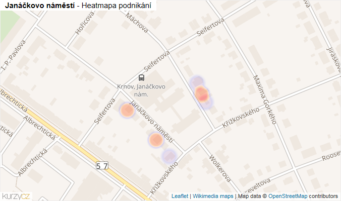 Mapa Janáčkovo náměstí - Firmy v ulici.