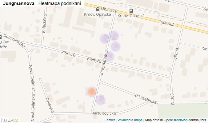 Mapa Jungmannova - Firmy v ulici.