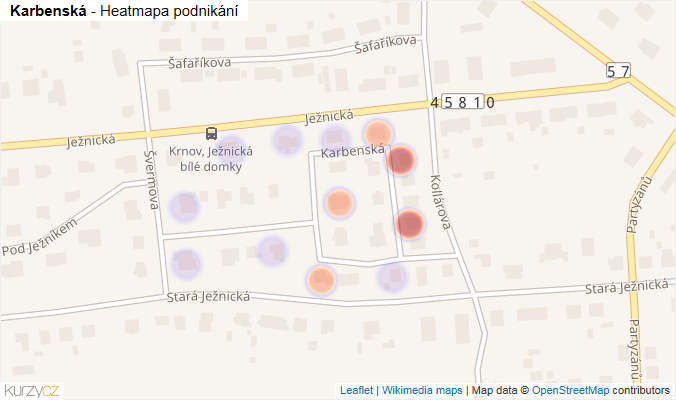 Mapa Karbenská - Firmy v ulici.