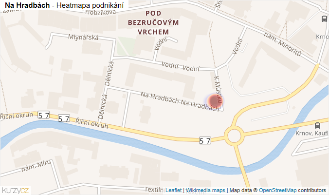 Mapa Na Hradbách - Firmy v ulici.
