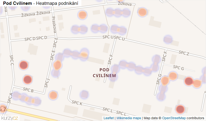 Mapa Pod Cvilínem - Firmy v části obce.