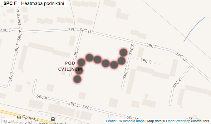 Mapa SPC F - Firmy v ulici.