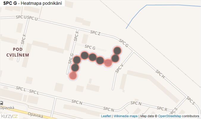 Mapa SPC G - Firmy v ulici.