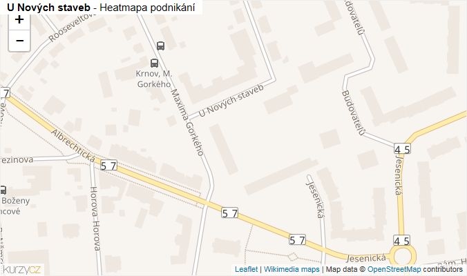 Mapa U Nových staveb - Firmy v ulici.