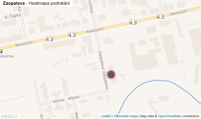 Mapa Zacpalova - Firmy v ulici.