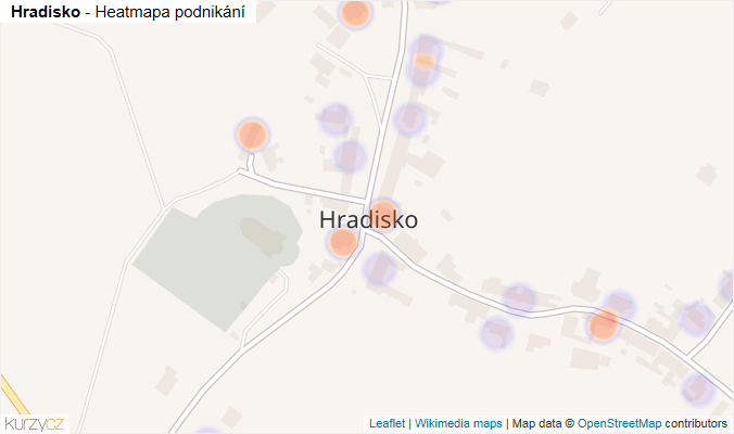 Mapa Hradisko - Firmy v části obce.