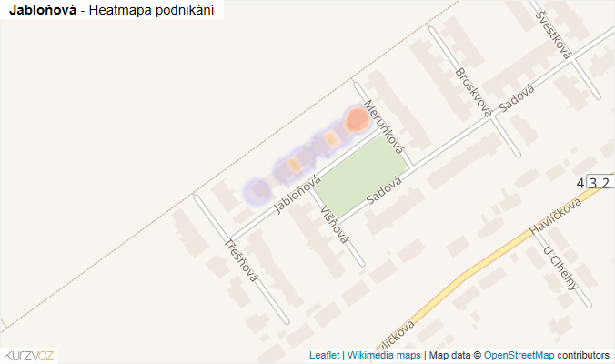 Mapa Jabloňová - Firmy v ulici.