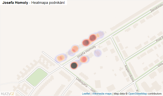 Mapa Josefa Homoly - Firmy v ulici.