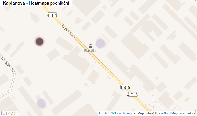 Mapa Kaplanova - Firmy v ulici.