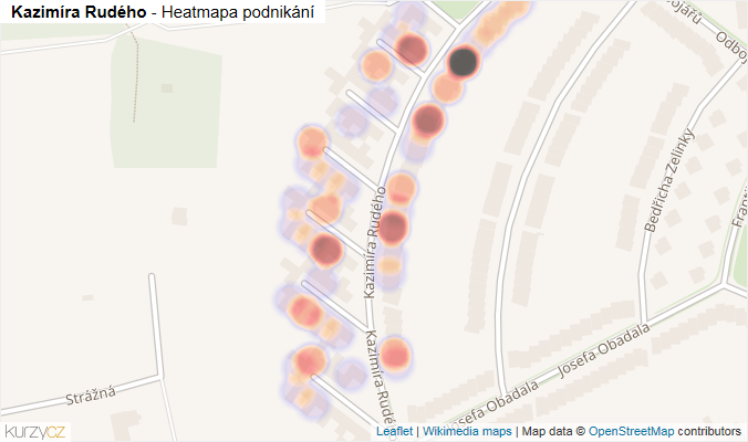 Mapa Kazimíra Rudého - Firmy v ulici.