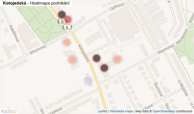 Mapa Kotojedská - Firmy v ulici.