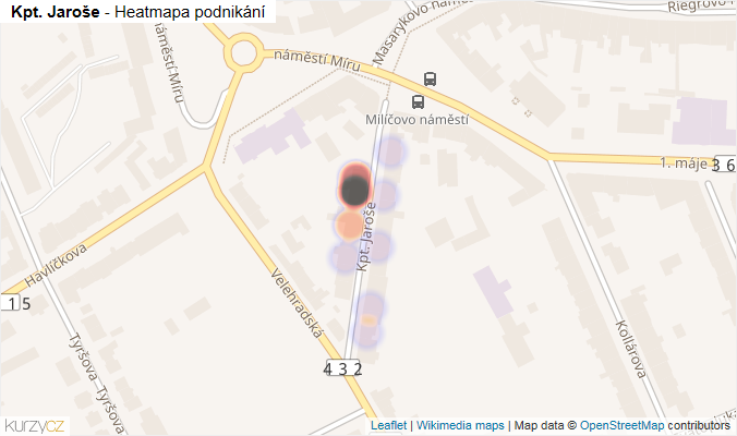 Mapa Kpt. Jaroše - Firmy v ulici.