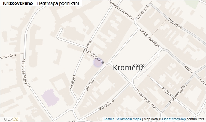Mapa Křížkovského - Firmy v ulici.