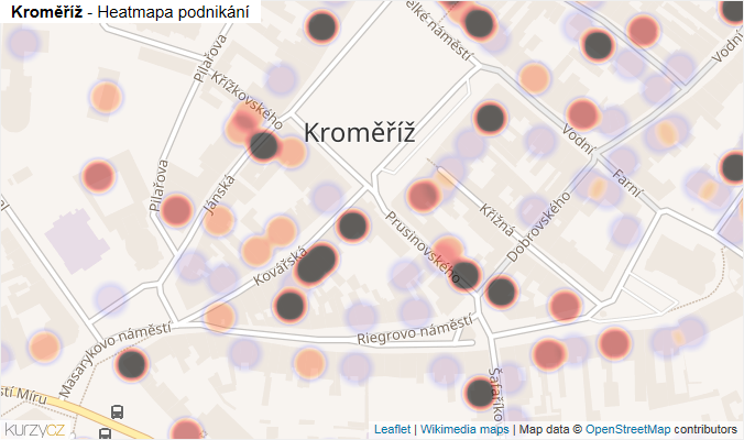 Mapa Kroměříž - Firmy v části obce.