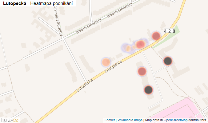 Mapa Lutopecká - Firmy v ulici.